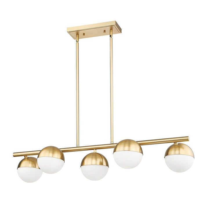 Z-Lite Realm Sphere 5 Light 42" Linear Chandelier, Gold/Opal