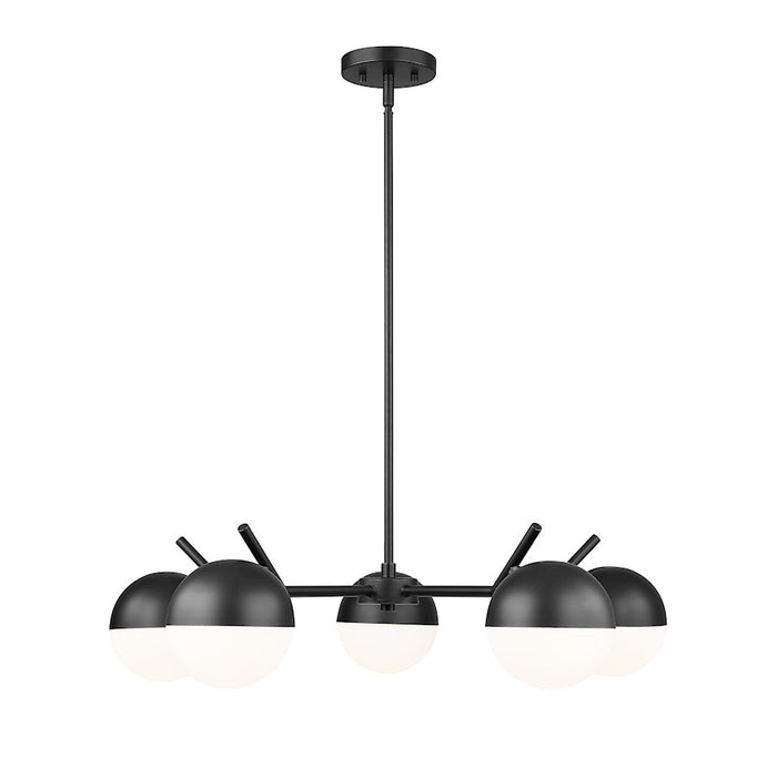 Z-Lite Realm Sphere 5 Light 32" Chandelier, Matte Black/Matte Opal - 7517-5MB