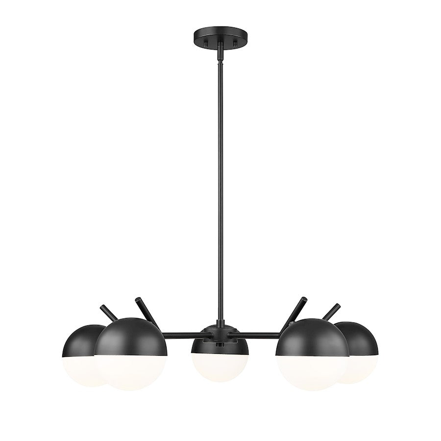 Z-Lite Realm Sphere 5 Light 32" Chandelier, Matte Black/Matte Opal - 7517-5MB