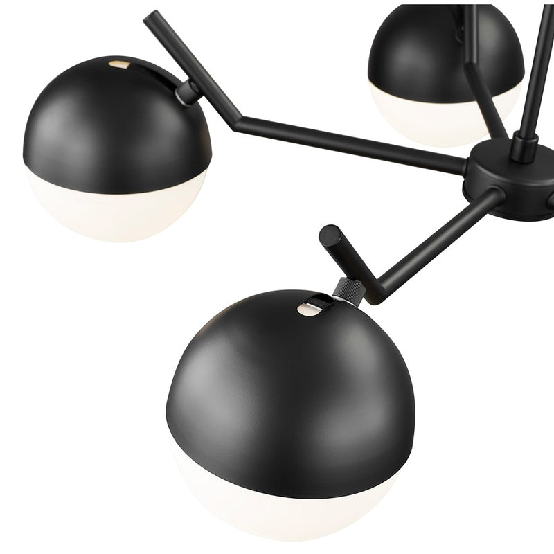 Z-Lite Realm Sphere 5 Light 32" Chandelier, Matte Black/Matte Opal