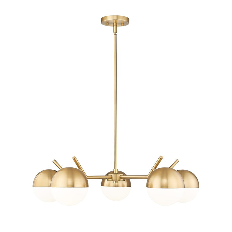 Z-Lite Realm Sphere 5 Light 32" Chandelier, Modern Gold/Matte Opal - 7517-5MGLD