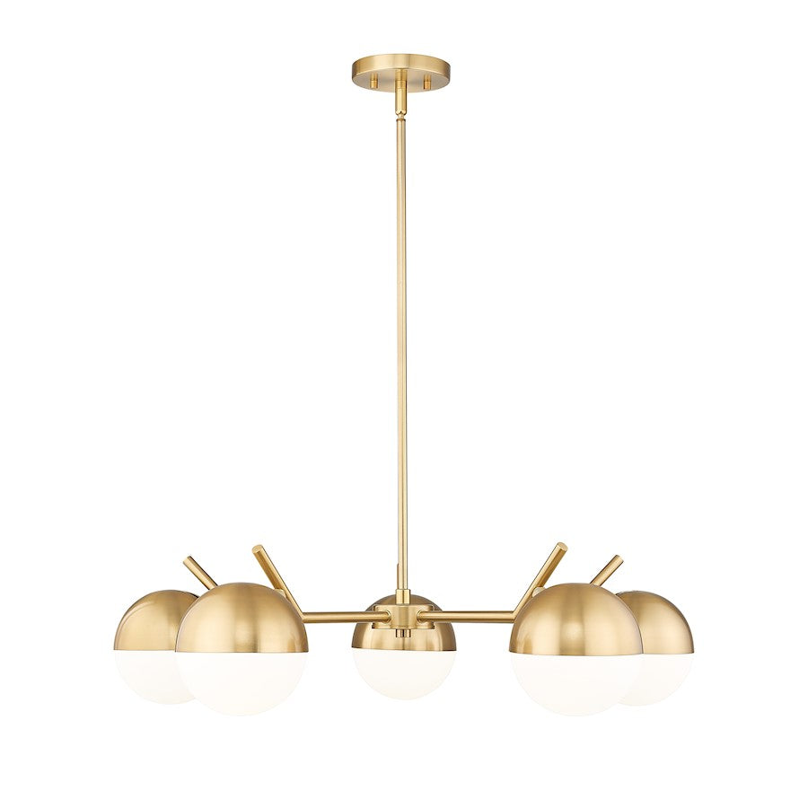 Z-Lite Realm Sphere 5 Light 32" Chandelier, Modern Gold/Matte Opal - 7517-5MGLD