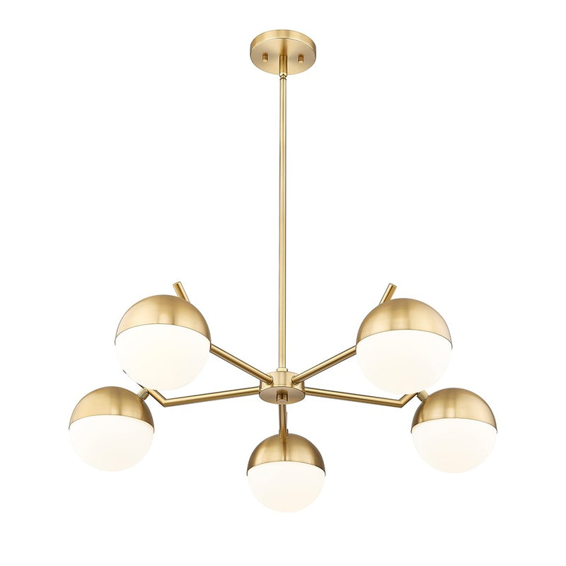 Z-Lite Realm Sphere 5 Light 32" Chandelier, Modern Gold/Matte Opal