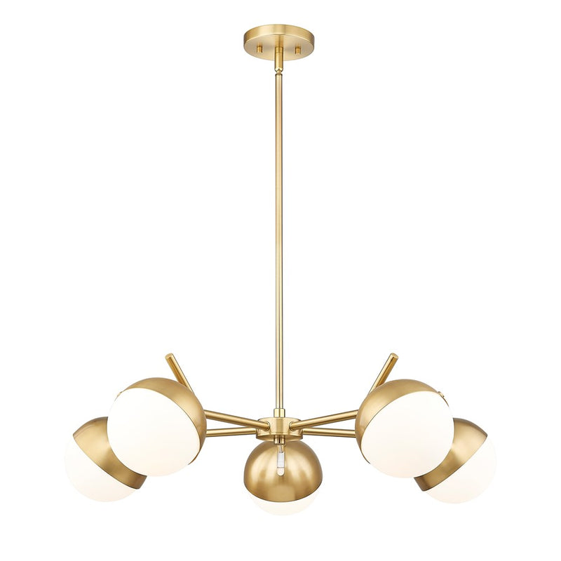 Z-Lite Realm Sphere 5 Light 32" Chandelier, Modern Gold/Matte Opal