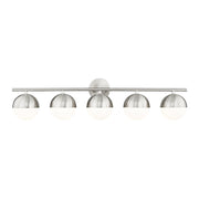 Z-Lite Realm Sphere 5 Light 7.5" Vanity, Brushed Nickel/Matte Opal - 7517-5V-BN