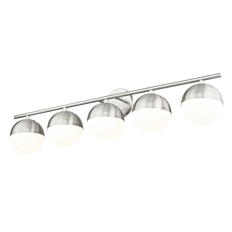 Z-Lite Realm Sphere 5 Light 7.5" Vanity, Brushed Nickel/Matte Opal