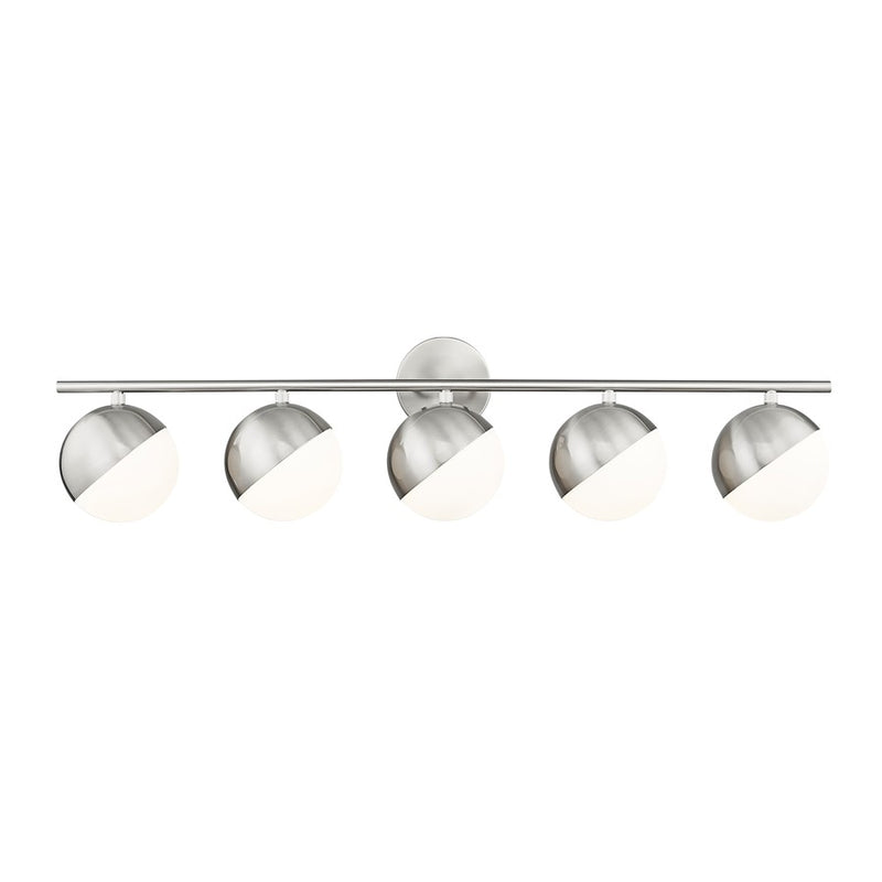Z-Lite Realm Sphere 5 Light 7.5" Vanity, Brushed Nickel/Matte Opal