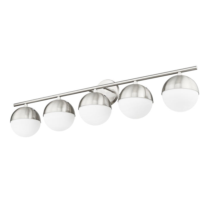 Z-Lite Realm Sphere 5 Light 7.5" Vanity, Brushed Nickel/Matte Opal