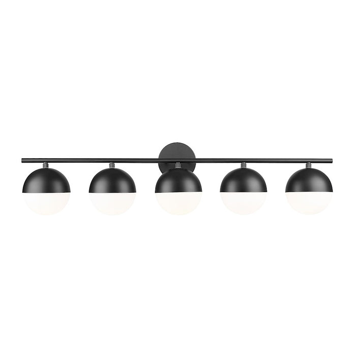 Z-Lite Realm Sphere 5 Light 7.5" Vanity, Matte Black/Matte Opal - 7517-5V-MB