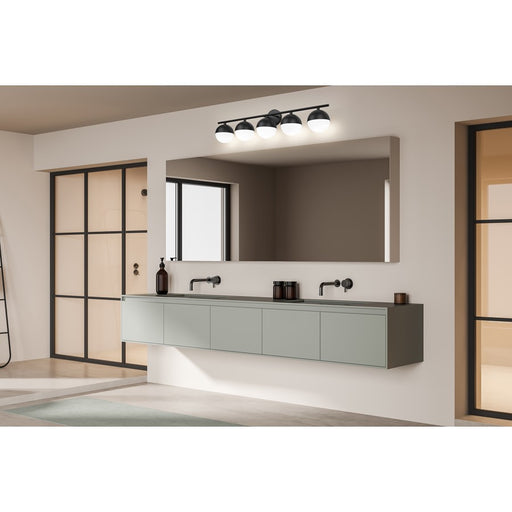 Z-Lite Realm Sphere 5 Light 7.5" Vanity, Matte Black/Matte Opal