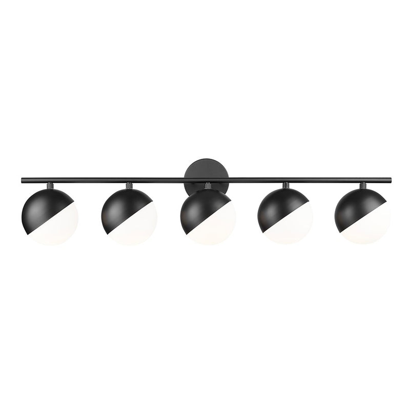 Z-Lite Realm Sphere 5 Light 7.5" Vanity, Matte Black/Matte Opal
