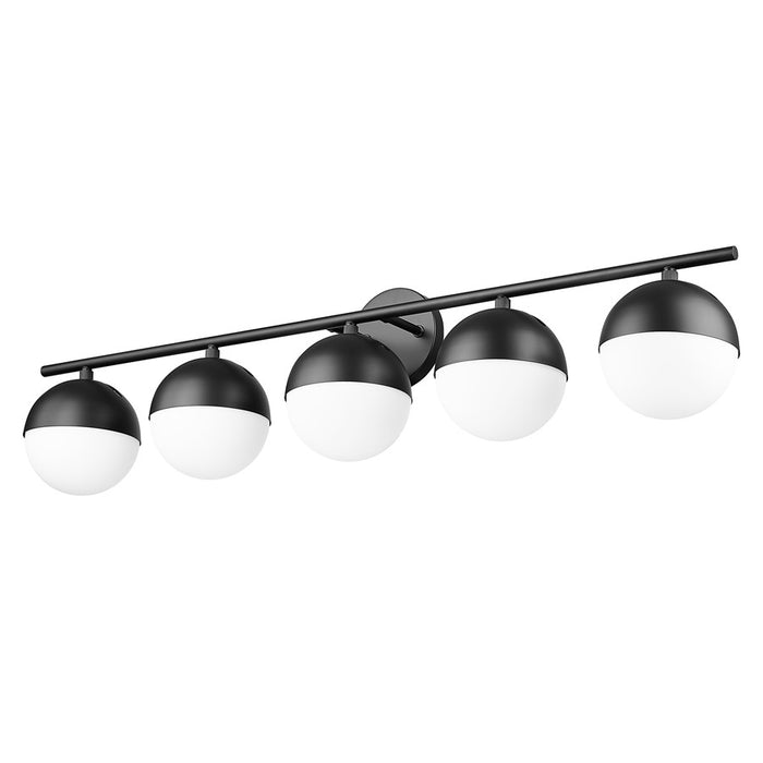 Z-Lite Realm Sphere 5 Light 7.5" Vanity, Matte Black/Matte Opal