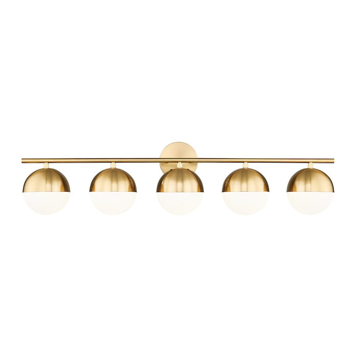 Z-Lite Realm Sphere 5 Light 7.5" Vanity, Modern Gold/Matte Opal - 7517-5V-MGLD