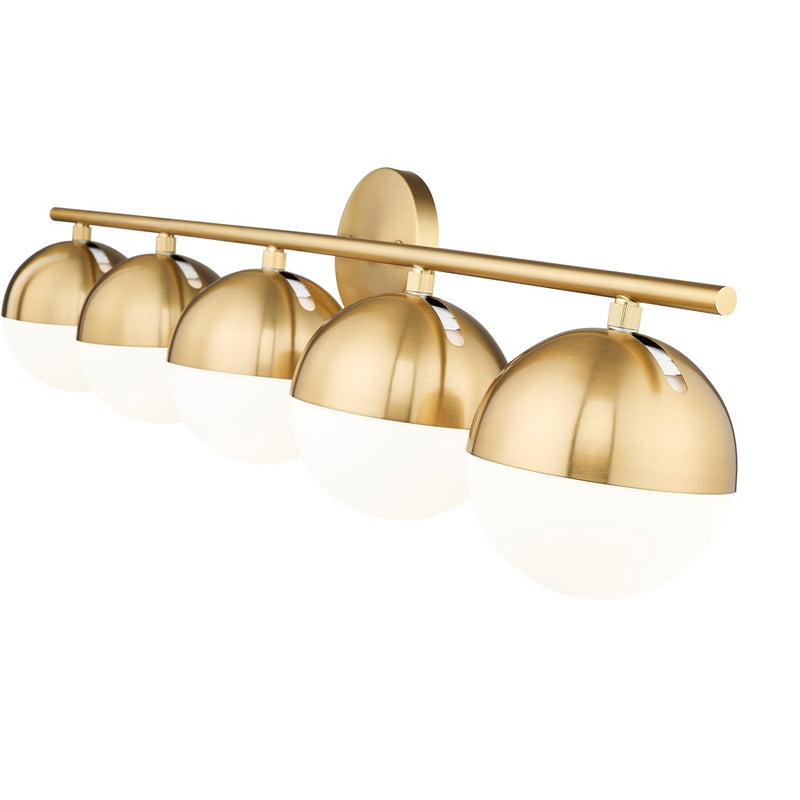 Z-Lite Realm Sphere 5 Light 7.5" Vanity, Modern Gold/Matte Opal