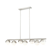 Z-Lite Realm Sphere 7 Light 54" Linear Chandelier, Nickel/Opal - 7517-7L-BN
