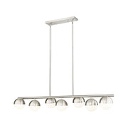 Z-Lite Realm Sphere 7Lt 54" Linear Chandelier, Nickel/Opal - 7517-7L-BN