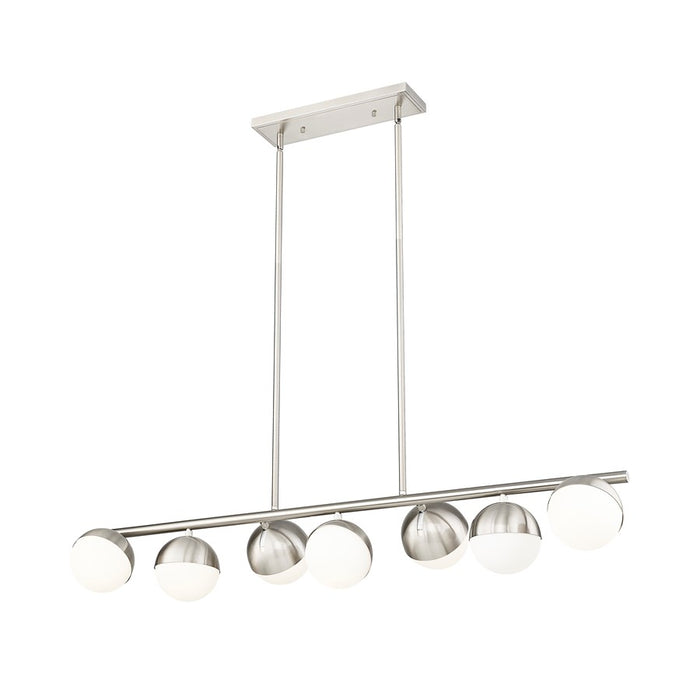 Z-Lite Realm Sphere 7 Light 54" Linear Chandelier, Nickel/Opal
