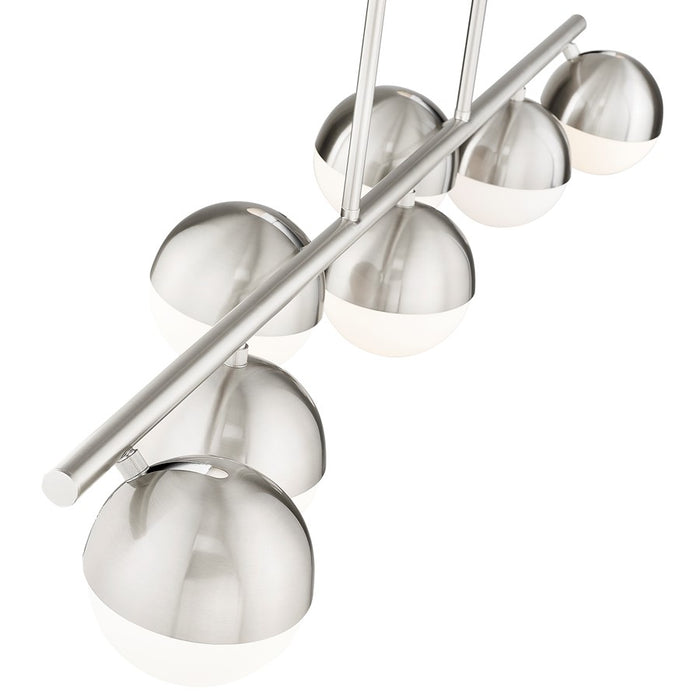 Z-Lite Realm Sphere 7 Light 54" Linear Chandelier, Nickel/Opal