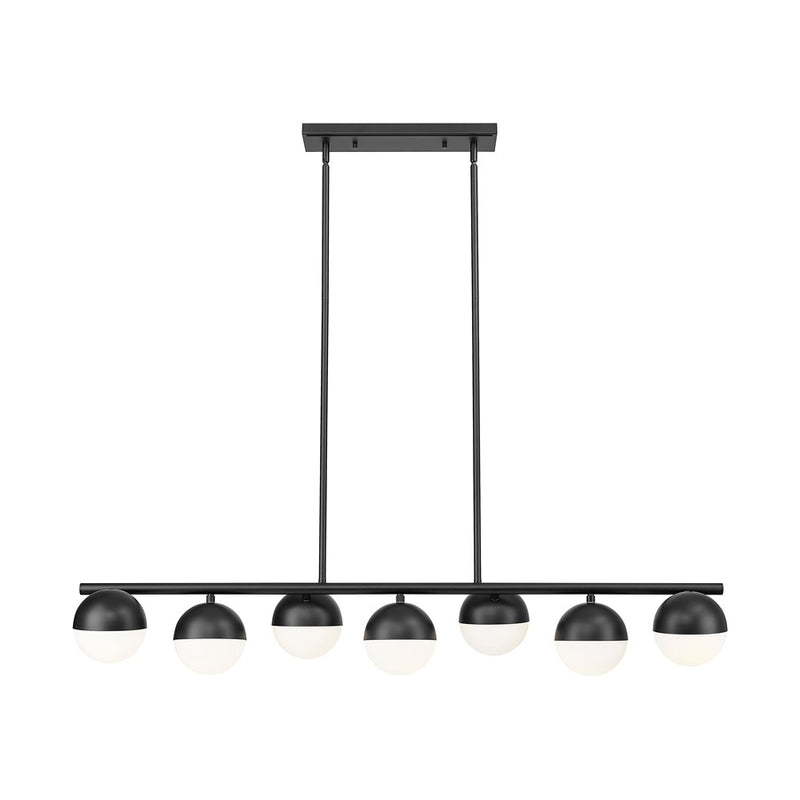 Z-Lite Realm Sphere 7Lt 54" Linear Chandelier, Black/Opal