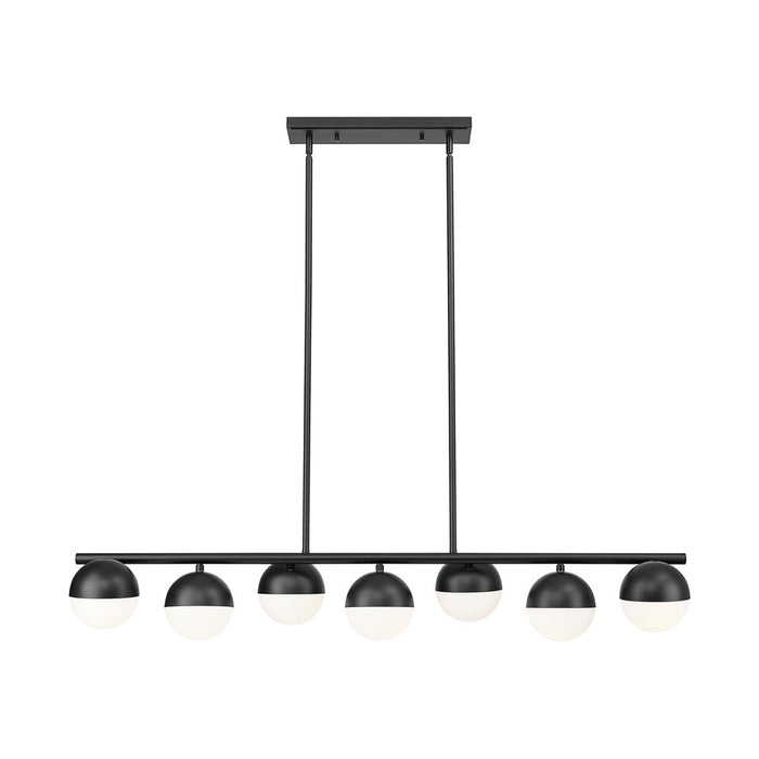 Z-Lite Realm Sphere 7 Light 54" Linear Chandelier, Black/Opal