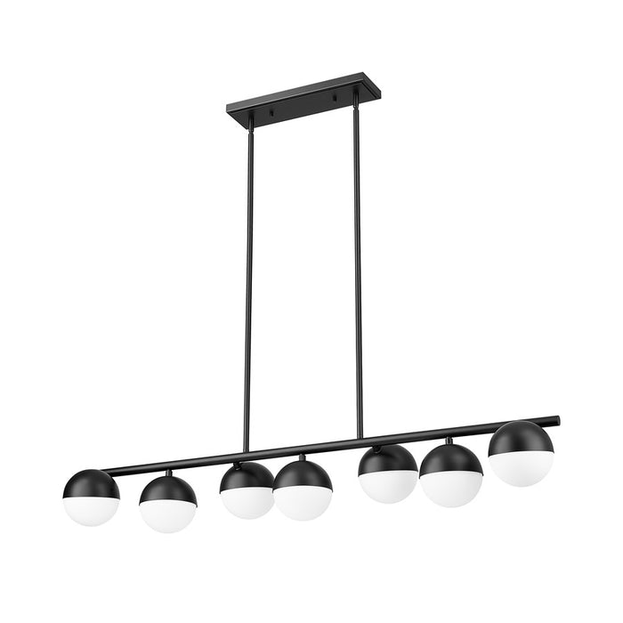 Z-Lite Realm Sphere 7 Light 54" Linear Chandelier, Black/Opal