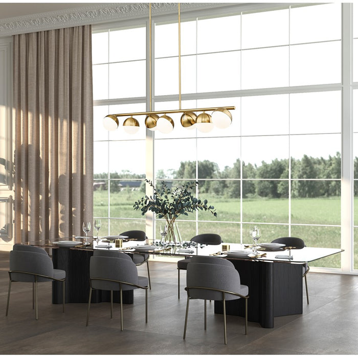 Z-Lite Realm Sphere 7Lt 54" Linear Chandelier, Gold/Opal