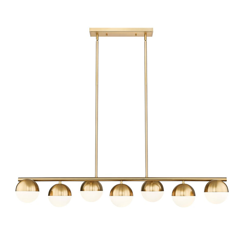 Z-Lite Realm Sphere 7 Light 54" Linear Chandelier, Gold/Opal