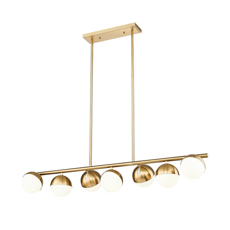 Z-Lite Realm Sphere 7Lt 54" Linear Chandelier, Gold/Opal