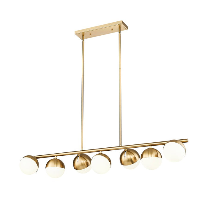 Z-Lite Realm Sphere 7 Light 54" Linear Chandelier, Gold/Opal