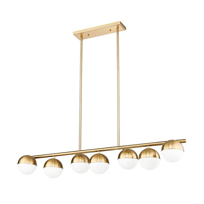 Z-Lite Realm Sphere 7 Light 54" Linear Chandelier, Gold/Opal