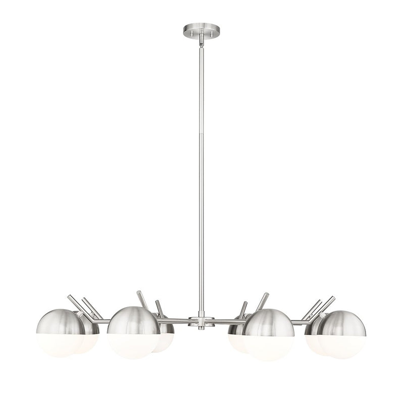 Z-Lite Realm Sphere 8 Light 44" Chandelier, Brushed Nickel/Matte Opal - 7517-8BN