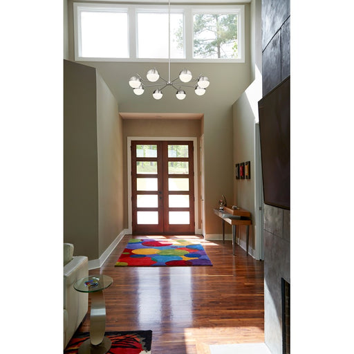 Z-Lite Realm Sphere 8 Light 44" Chandelier, Brushed Nickel/Matte Opal