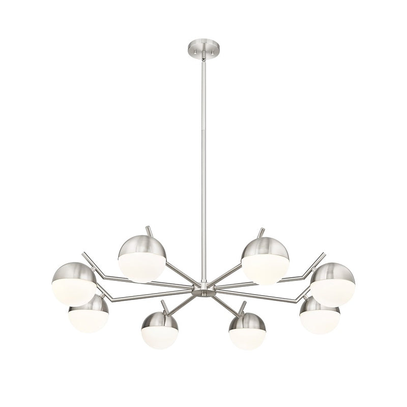 Z-Lite Realm Sphere 8 Light 44" Chandelier, Brushed Nickel/Matte Opal