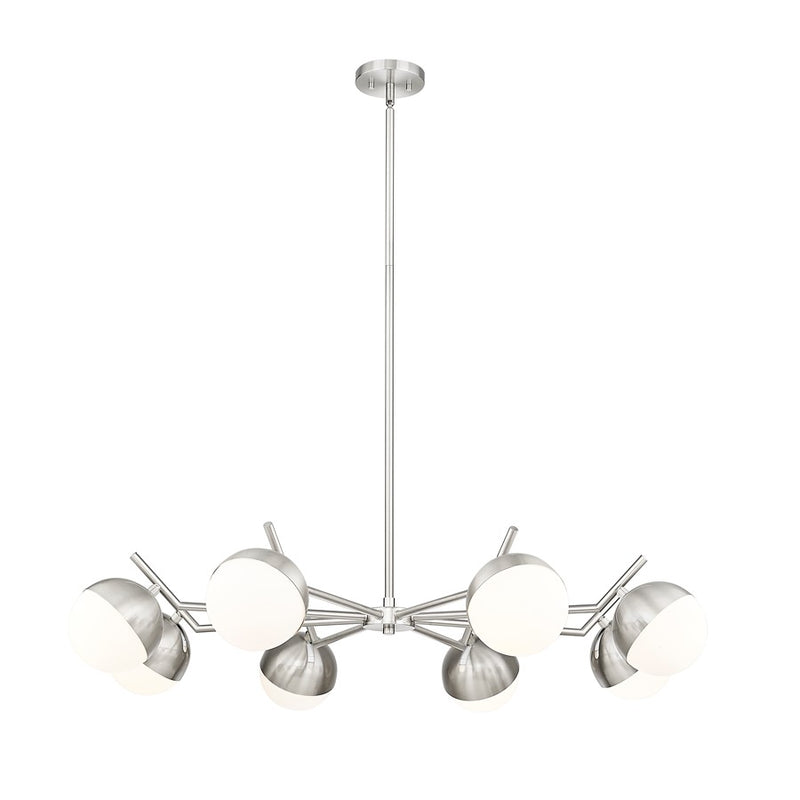 Z-Lite Realm Sphere 8 Light 44" Chandelier, Brushed Nickel/Matte Opal