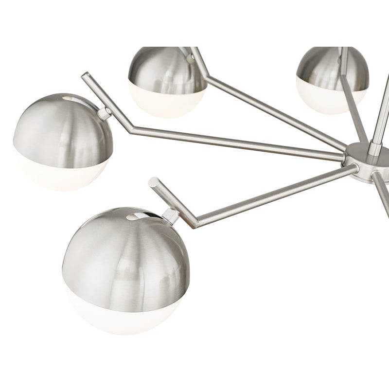 Z-Lite Realm Sphere 8 Light 44" Chandelier, Brushed Nickel/Matte Opal