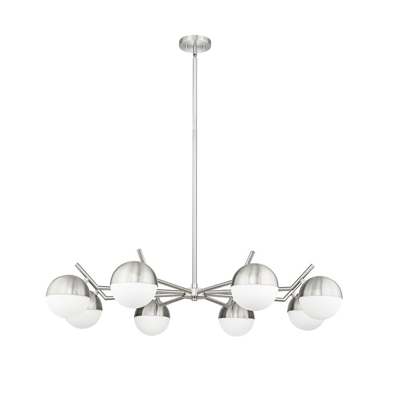Z-Lite Realm Sphere 8 Light 44" Chandelier, Brushed Nickel/Matte Opal