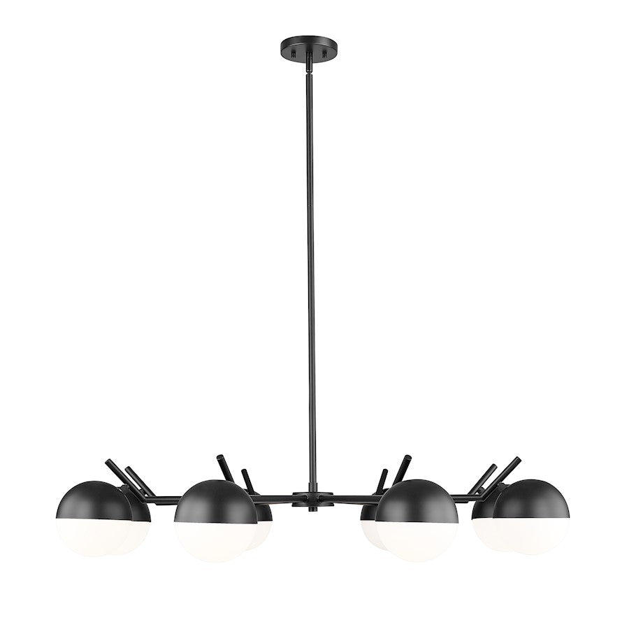 Z-Lite Realm Sphere 8 Light 44" Chandelier, Matte Black/Matte Opal - 7517-8MB