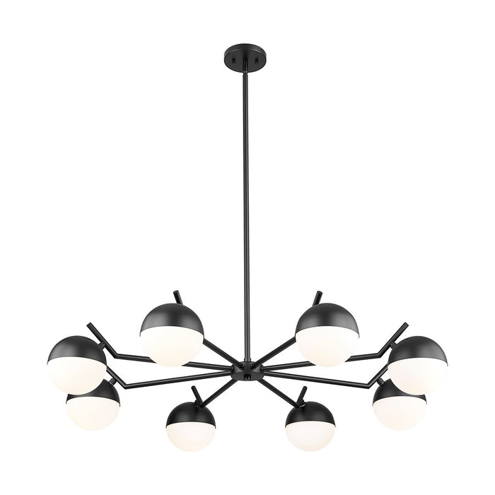 Z-Lite Realm Sphere 8 Light 44" Chandelier, Matte Black/Matte Opal