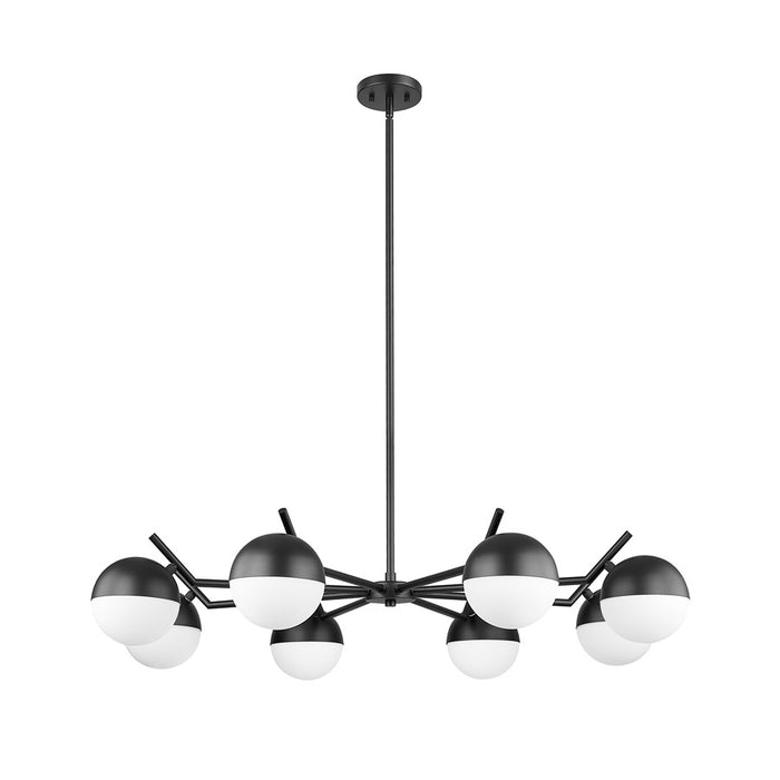 Z-Lite Realm Sphere 8 Light 44" Chandelier, Matte Black/Matte Opal