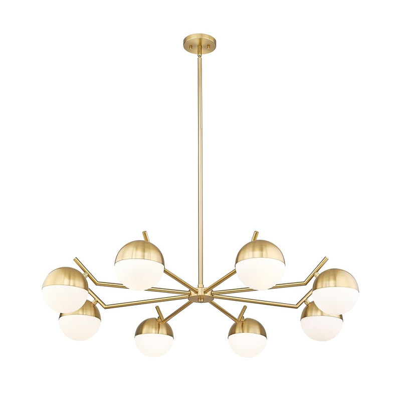 Z-Lite Realm Sphere 8 Light 44" Chandelier, Modern Gold/Matte Opal