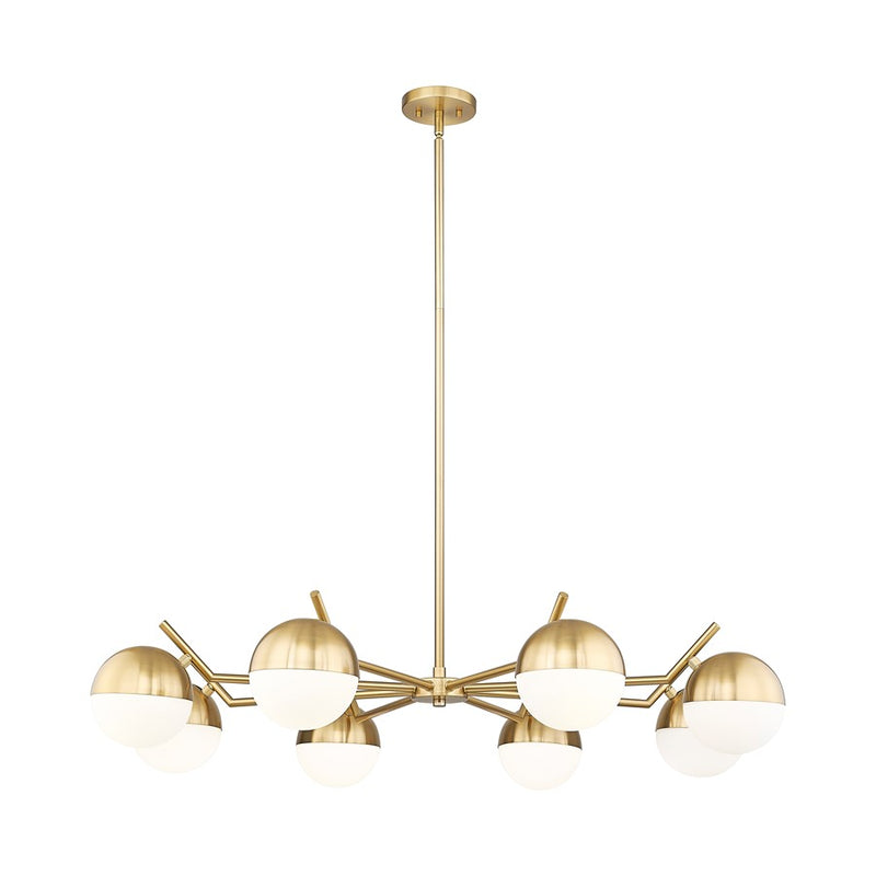 Z-Lite Realm Sphere 8 Light 44" Chandelier, Modern Gold/Matte Opal