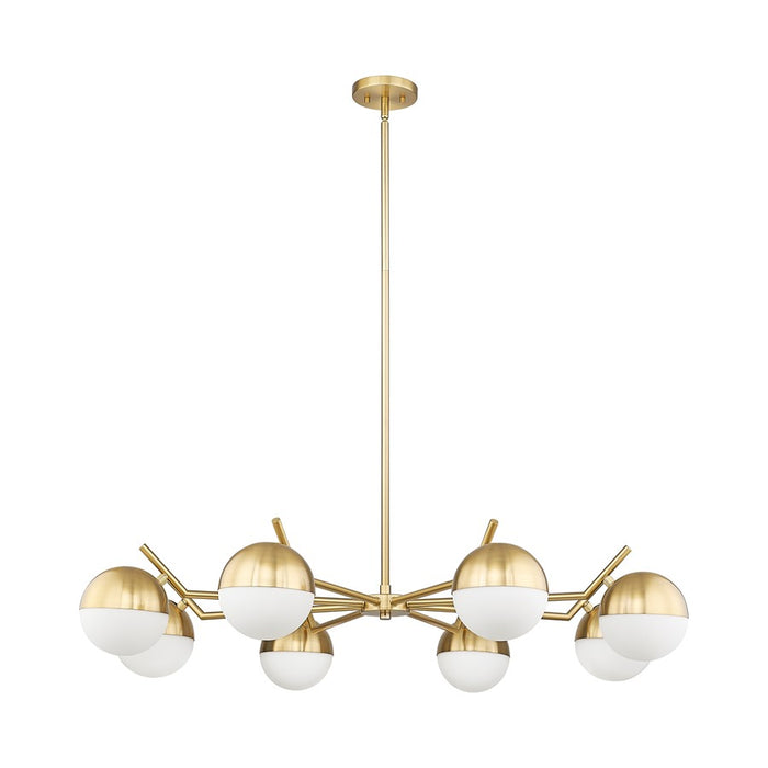 Z-Lite Realm Sphere 8 Light 44" Chandelier, Modern Gold/Matte Opal