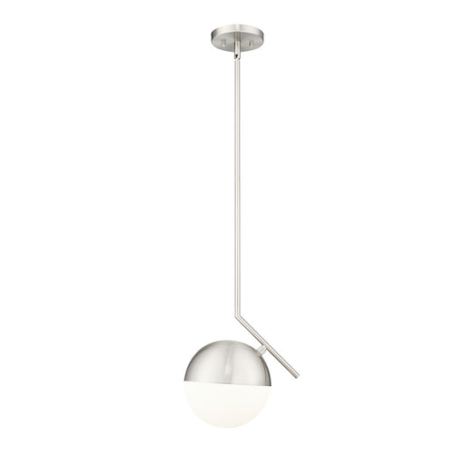 Z-Lite Realm Sphere 1 Light 10.75" Pendant, Brushed Nickel/Matte Opal - 7517P11-BN