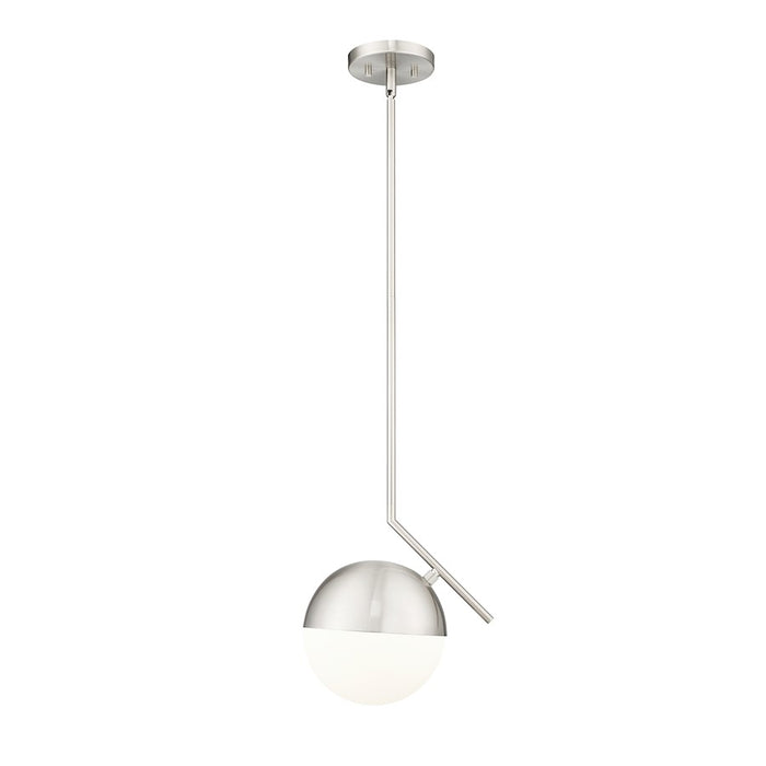 Z-Lite Realm Sphere 1 Light 10.75" Pendant, Brushed Nickel/Matte Opal - 7517P11-BN