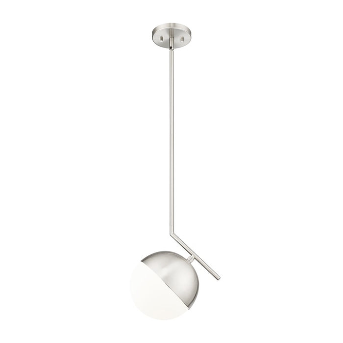 Z-Lite Realm Sphere 1 Light 10.75" Pendant, Brushed Nickel/Matte Opal