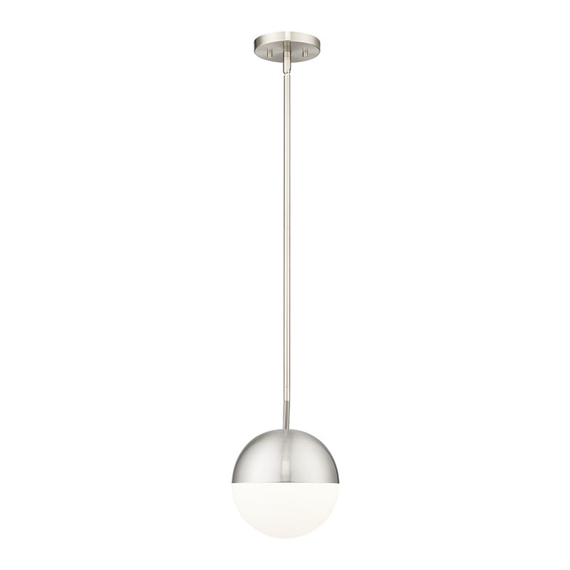 Z-Lite Realm Sphere 1 Light 10.75" Pendant, Brushed Nickel/Matte Opal