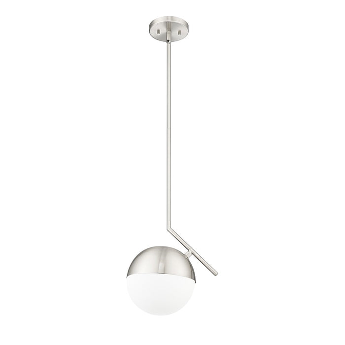 Z-Lite Realm Sphere 1 Light 10.75" Pendant, Brushed Nickel/Matte Opal