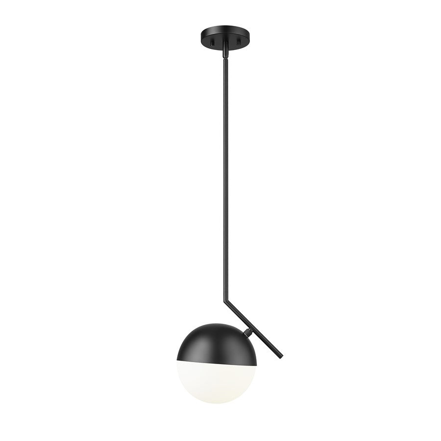 Z-Lite Realm Sphere 1 Light 10.75" Pendant, Matte Black/Matte Opal - 7517P11-MB