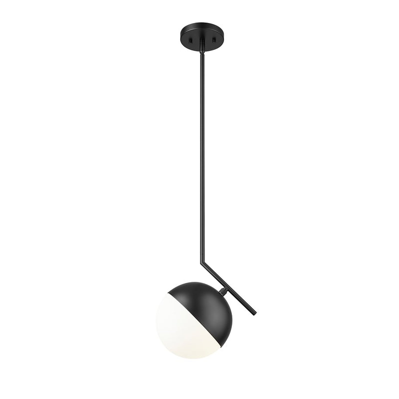 Z-Lite Realm Sphere 1 Light 10.75" Pendant, Matte Black/Matte Opal