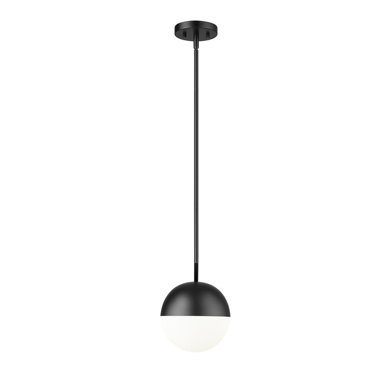 Z-Lite Realm Sphere 1 Light 10.75" Pendant, Matte Black/Matte Opal
